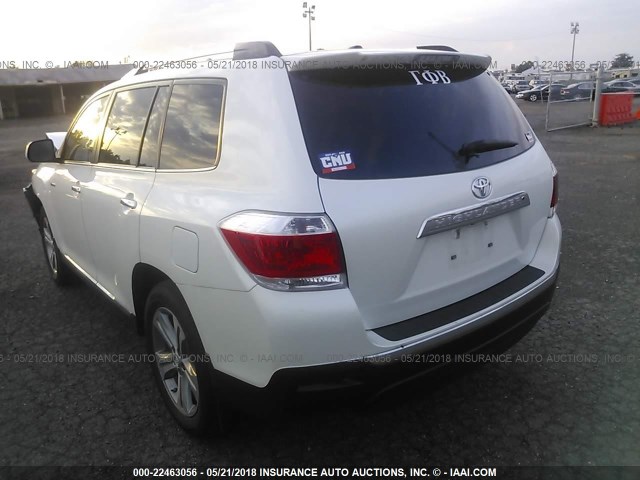 5TDYK3EHXBS049199 - 2011 TOYOTA HIGHLANDER LIMITED WHITE photo 3