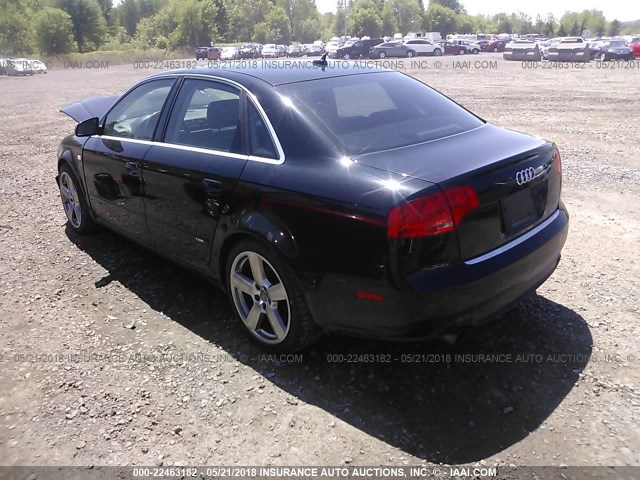 WAUEF78E77A007543 - 2007 AUDI A4 S-LINE 2.0T QUATTRO TURBO BLACK photo 3