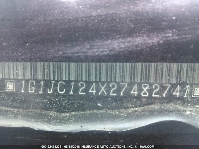 1G1JC124X27482741 - 2002 CHEVROLET CAVALIER BLACK photo 9