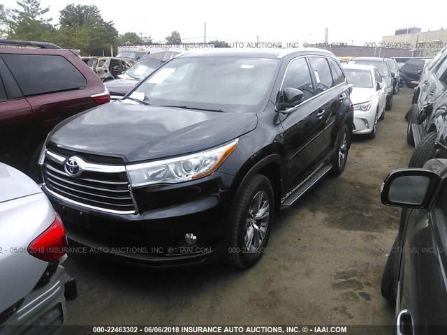 5TDJKRFH4FS207951 - 2015 TOYOTA HIGHLANDER XLE BLACK photo 2