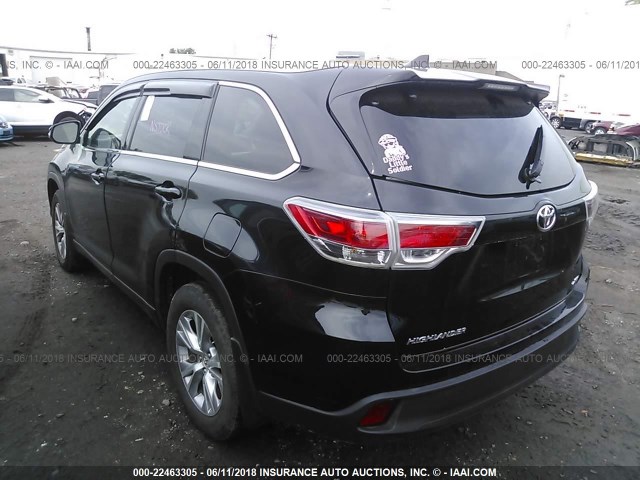 5TDJKRFH2FS206068 - 2015 TOYOTA HIGHLANDER XLE შავი ფოტო 3