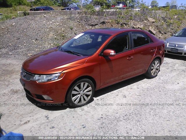 KNAFW4A34A5066450 - 2010 KIA FORTE SX ORANGE photo 2