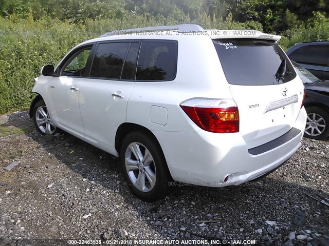 JTEDS42A982067958 - 2008 TOYOTA HIGHLANDER LIMITED WHITE photo 3