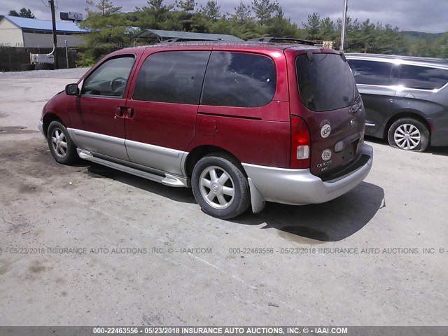 4N2ZN16T81D804232 - 2001 NISSAN QUEST SE RED photo 3