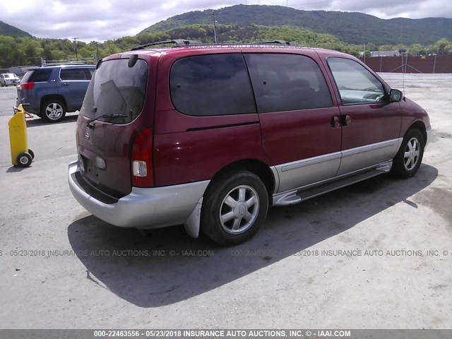 4N2ZN16T81D804232 - 2001 NISSAN QUEST SE RED photo 4