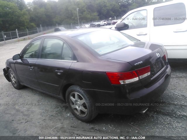 5NPEU46FX6H059596 - 2006 HYUNDAI SONATA GLS/LX PURPLE photo 3