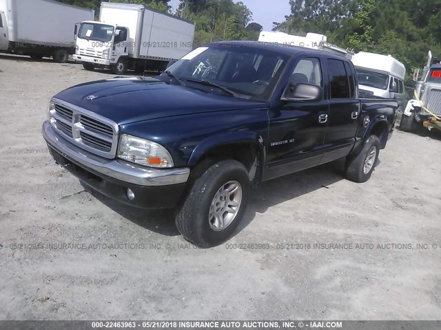 1B7GG2AN21S109100 - 2001 DODGE DAKOTA QUAD Dark Blue photo 2