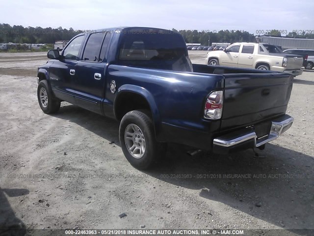 1B7GG2AN21S109100 - 2001 DODGE DAKOTA QUAD Dark Blue photo 3