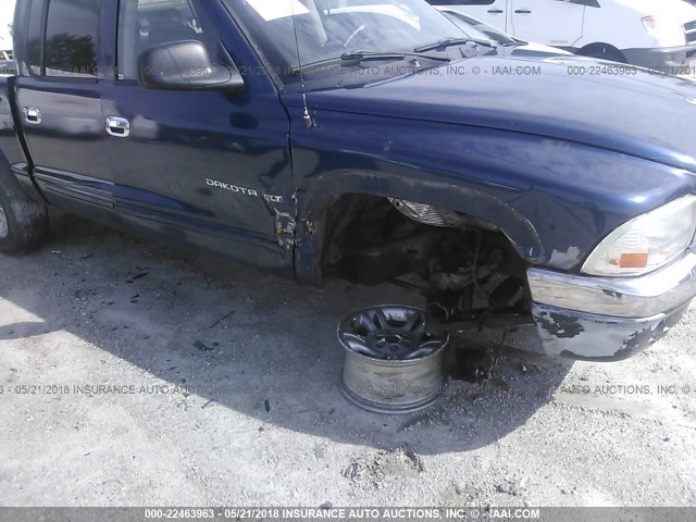 1B7GG2AN21S109100 - 2001 DODGE DAKOTA QUAD Dark Blue photo 6