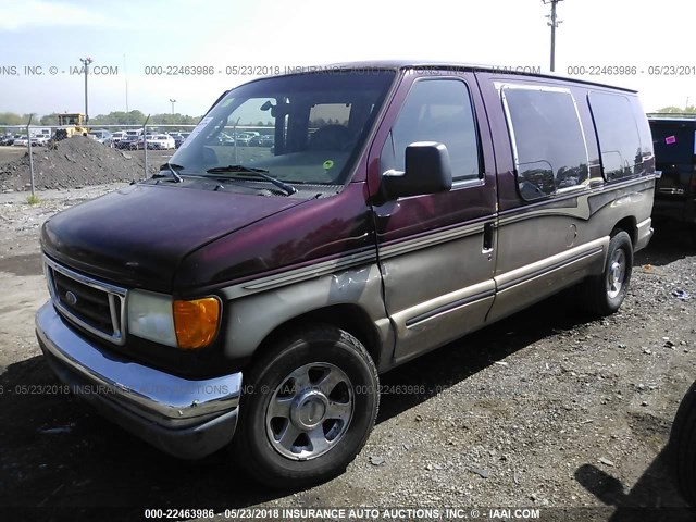 1FDRE14L85HB01651 - 2005 FORD ECONOLINE E150 VAN MAROON photo 2