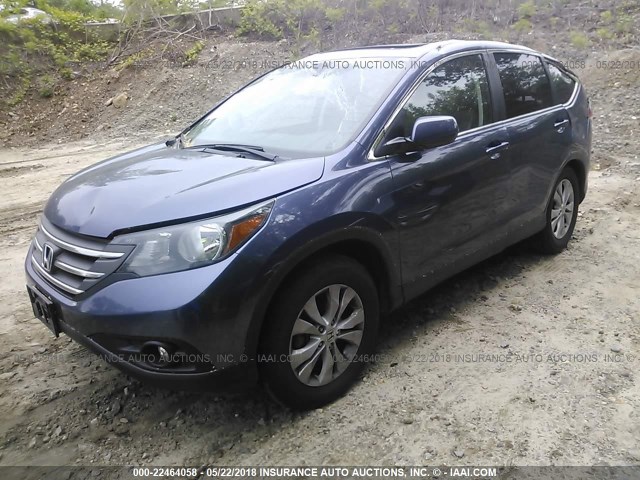 2HKRM4H51EH631773 - 2014 HONDA CR-V EX BLUE photo 2