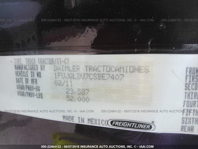 1FUJGLDV7CSBE7407 - 2012 FREIGHTLINER CASCADIA 125  Unknown photo 10