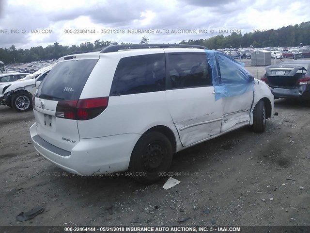 5TDZA23C35S267157 - 2005 TOYOTA SIENNA CE/LE WHITE photo 4