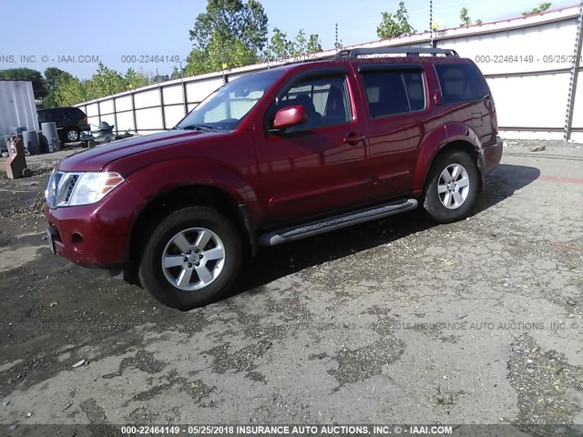 5N1AR1NB9CC621570 - 2012 NISSAN PATHFINDER S/LE/SE RED photo 2