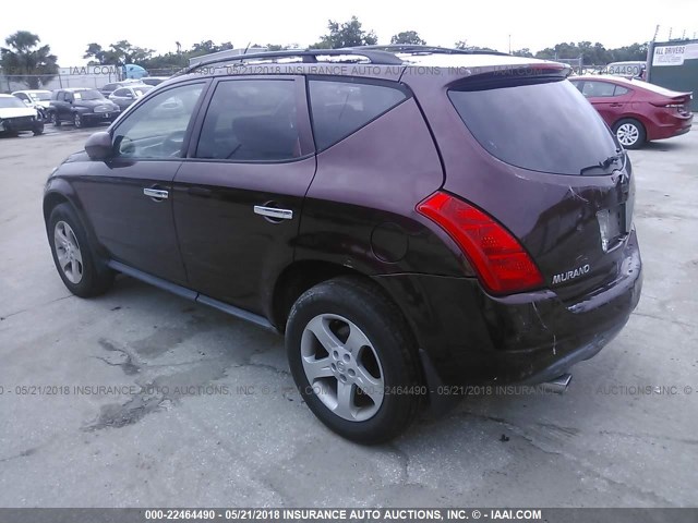 JN8AZ08T35W328708 - 2005 NISSAN MURANO SL/SE/S MAROON photo 3