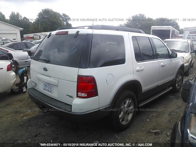 1FMZU63K95ZA10150 - 2005 FORD EXPLORER XLT/XLT SPORT/NBX WHITE photo 4