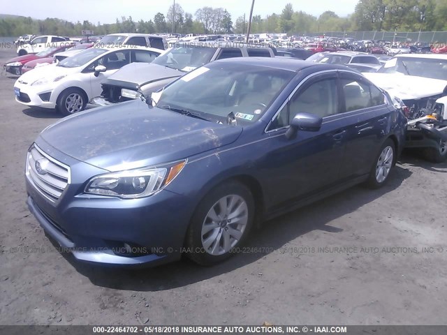 4S3BNAC62F3056819 - 2015 SUBARU LEGACY 2.5I PREMIUM BLUE photo 2