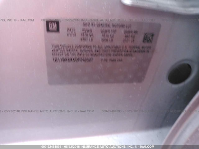 1G11B5SAXDF242307 - 2013 CHEVROLET MALIBU LS SILVER photo 9