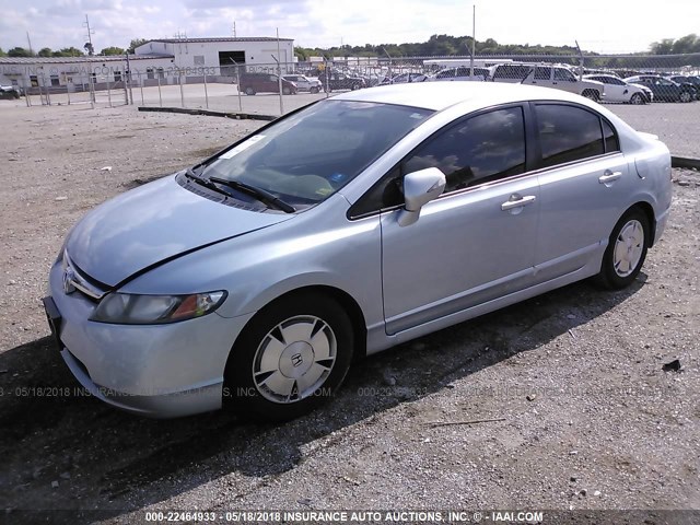 JHMFA36236S006579 - 2006 HONDA CIVIC HYBRID BLUE photo 2