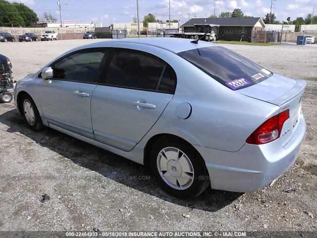 JHMFA36236S006579 - 2006 HONDA CIVIC HYBRID BLUE photo 3