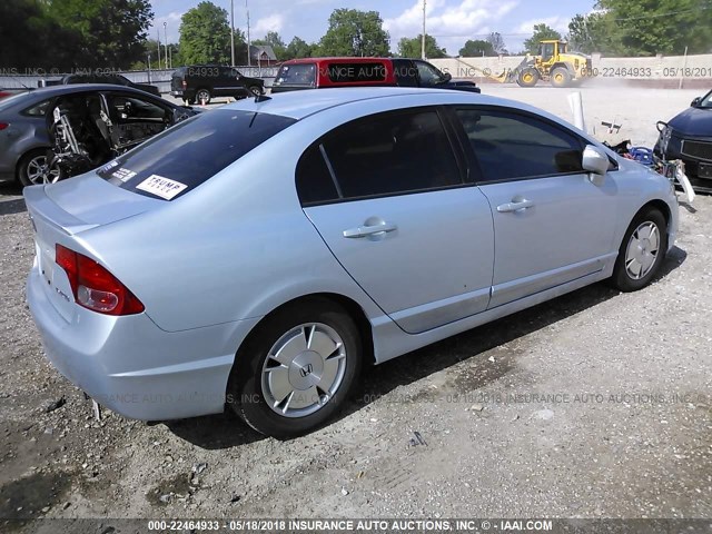 JHMFA36236S006579 - 2006 HONDA CIVIC HYBRID BLUE photo 4