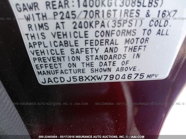 JACDJ58XXW7904675 - 1998 ISUZU TROOPER S/LS/LIMITED 栗色 照片 9