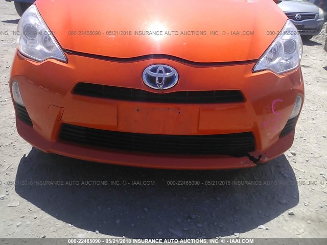 JTDKDTB3XD1049650 - 2013 TOYOTA PRIUS C ORANGE photo 6