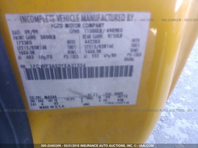 1FDWF36S2YEA31554 - 2000 FORD F350 SUPER DUTY YELLOW photo 10