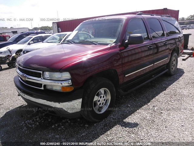 1GNEC16T51J267464 - 2001 CHEVROLET SUBURBAN C1500 RED photo 2