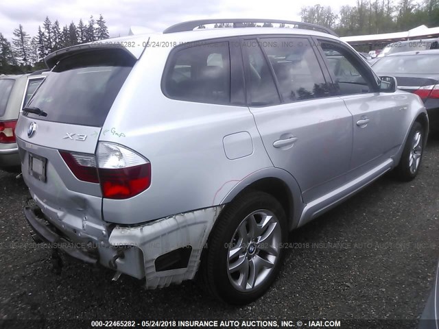 WBXPC93487WJ00737 - 2007 BMW X3 3.0SI SILVER photo 4