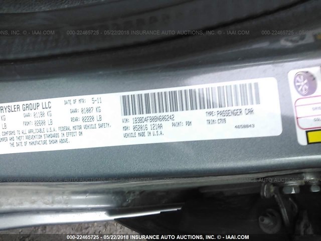 1B3BD4FB0BN606242 - 2011 DODGE AVENGER EXPRESS GRAY photo 9