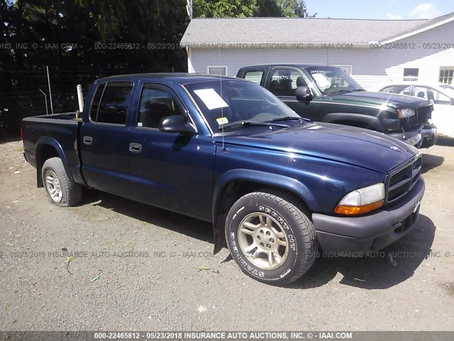 1D7HL38X03S381148 - 2003 DODGE DAKOTA QUAD SPORT Light Blue photo 1