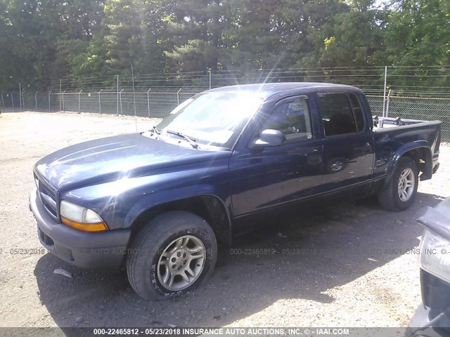 1D7HL38X03S381148 - 2003 DODGE DAKOTA QUAD SPORT Light Blue photo 2