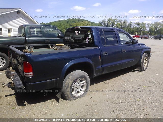 1D7HL38X03S381148 - 2003 DODGE DAKOTA QUAD SPORT Light Blue photo 4