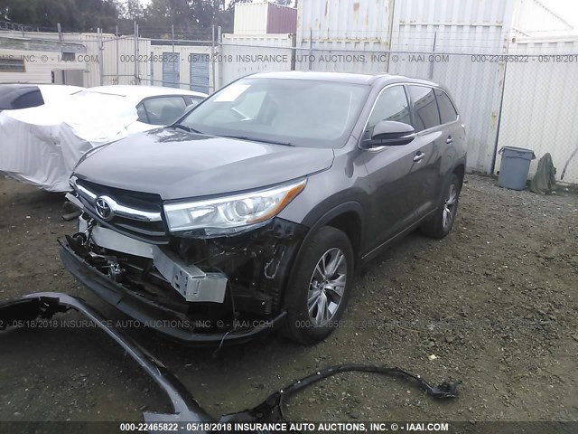 5TDZKRFH3GS148539 - 2016 TOYOTA HIGHLANDER LE/LE PLUS GRAY photo 2