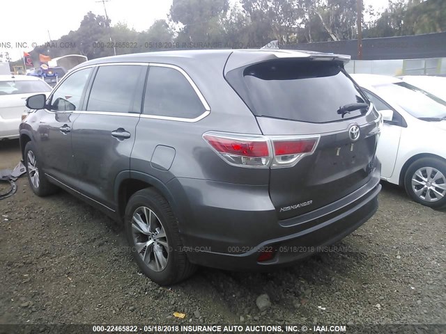 5TDZKRFH3GS148539 - 2016 TOYOTA HIGHLANDER LE/LE PLUS GRAY photo 3