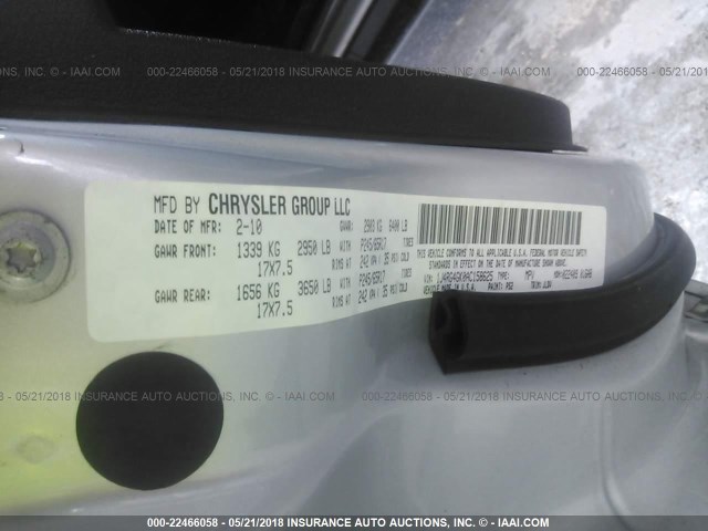 1J4RG4GK0AC158625 - 2010 JEEP COMMANDER SPORT Silber Foto 9