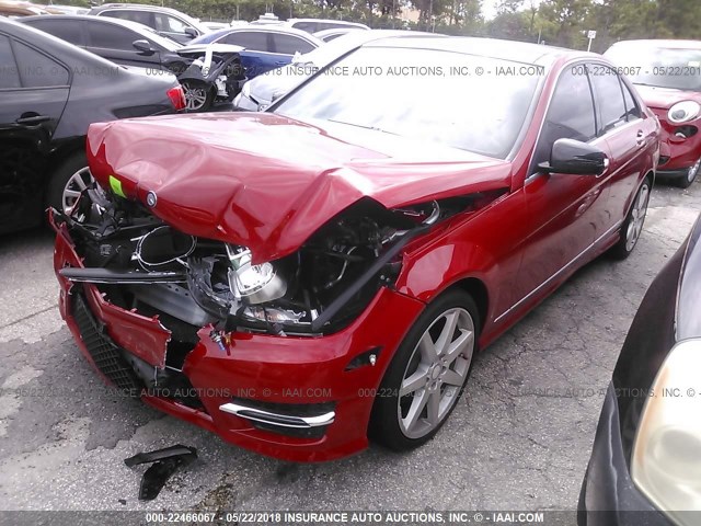 WDDGF5HB8DR298448 - 2013 MERCEDES-BENZ C 350 RED photo 2