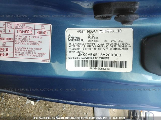 JNKCV54E13M200303 - 2003 INFINITI G35 蓝色 照片 9