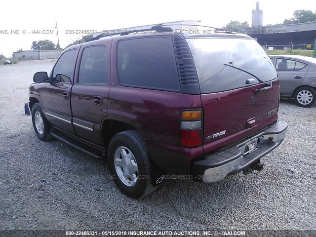 1GNEK13T95J164948 - 2005 CHEVROLET TAHOE K1500 MAROON photo 3