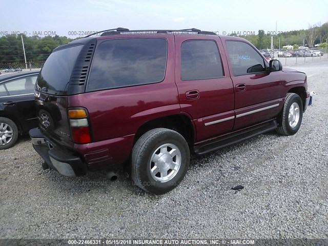 1GNEK13T95J164948 - 2005 CHEVROLET TAHOE K1500 MAROON photo 4