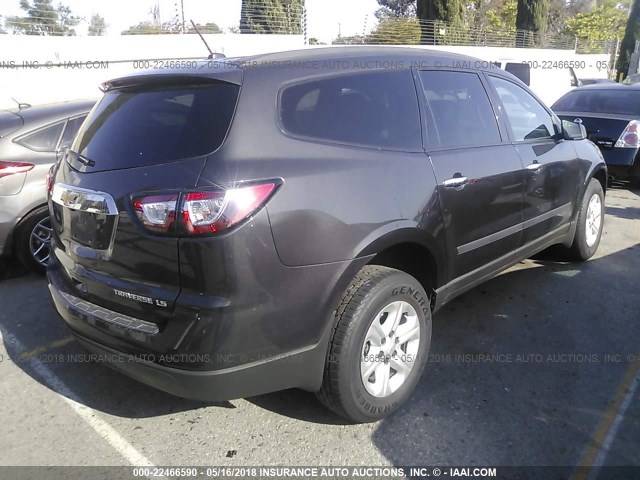 1GNKRFED0FJ109324 - 2015 CHEVROLET TRAVERSE LS BLACK photo 4