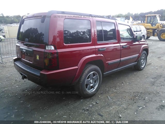 1J8HG48NX6C225600 - 2006 JEEP COMMANDER RED photo 4