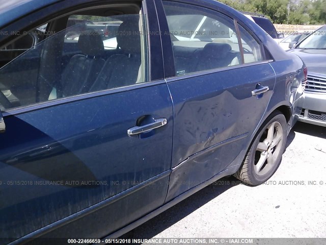 5NPEU46F16H026101 - 2006 HYUNDAI SONATA GLS/LX BLUE photo 6