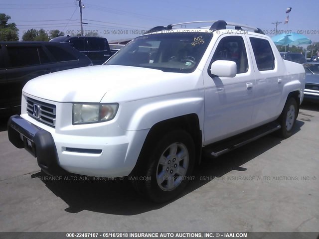 2HJYK16516H569882 - 2006 HONDA RIDGELINE RTL WHITE photo 2