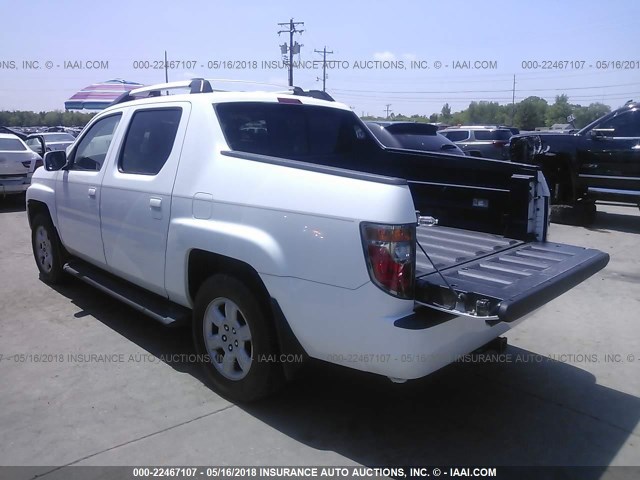 2HJYK16516H569882 - 2006 HONDA RIDGELINE RTL WHITE photo 3