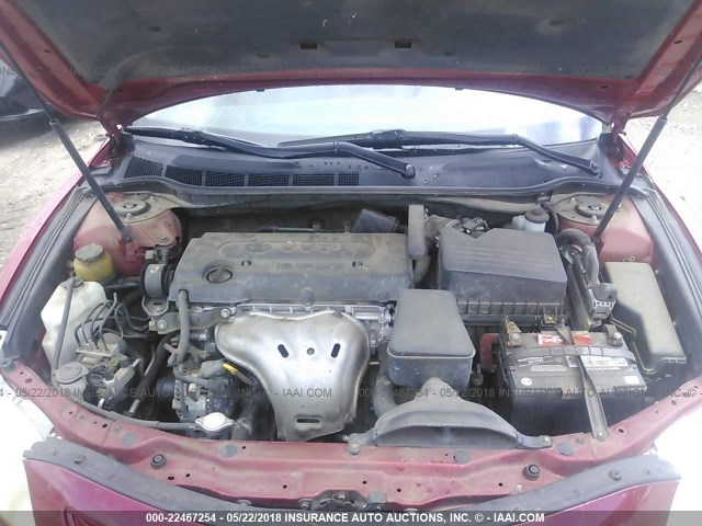 4T1BE46K08U216988 - 2008 TOYOTA CAMRY CE/LE/XLE/SE RED photo 10