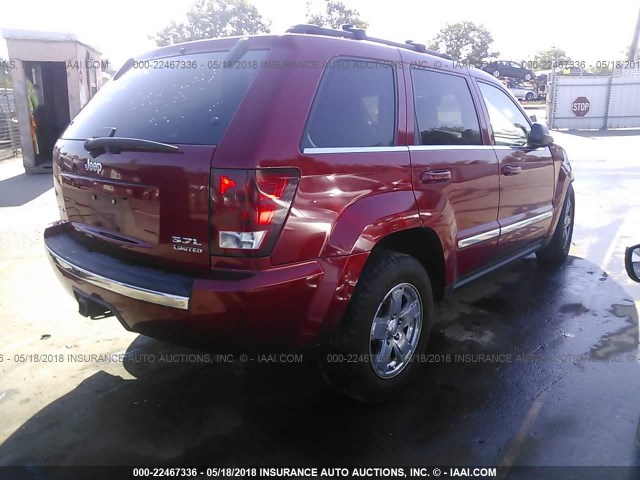 1J8HR58205C675177 - 2005 JEEP GRAND CHEROKEE LIMITED RED photo 4