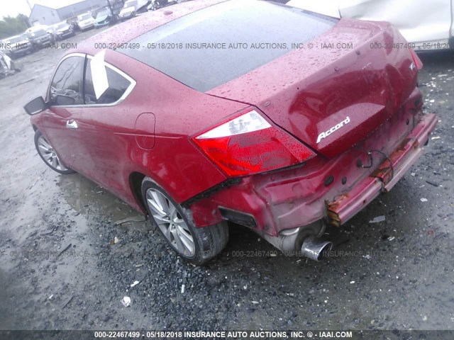 1HGCS22888A012443 - 2008 HONDA ACCORD EXL RED photo 3