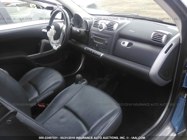 WMEEJ31X39K277860 - 2009 SMART FORTWO PURE/PASSION BLUE photo 5